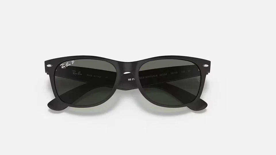 Ray-Ban New Wayfarer Classic Matte Rubber Black Polarized 52 mm Sunglasses