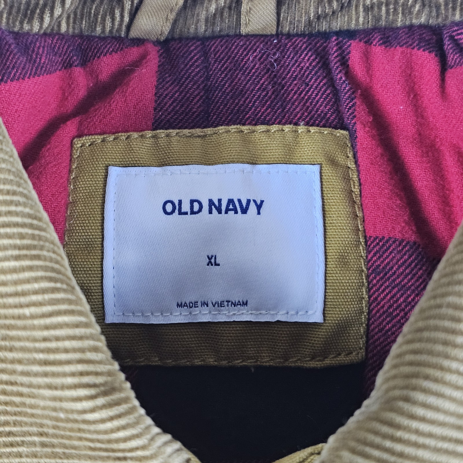 Old Navy Barn Coat Jacket Mens Extra Large Brown Corduroy Collar Flannel Lined