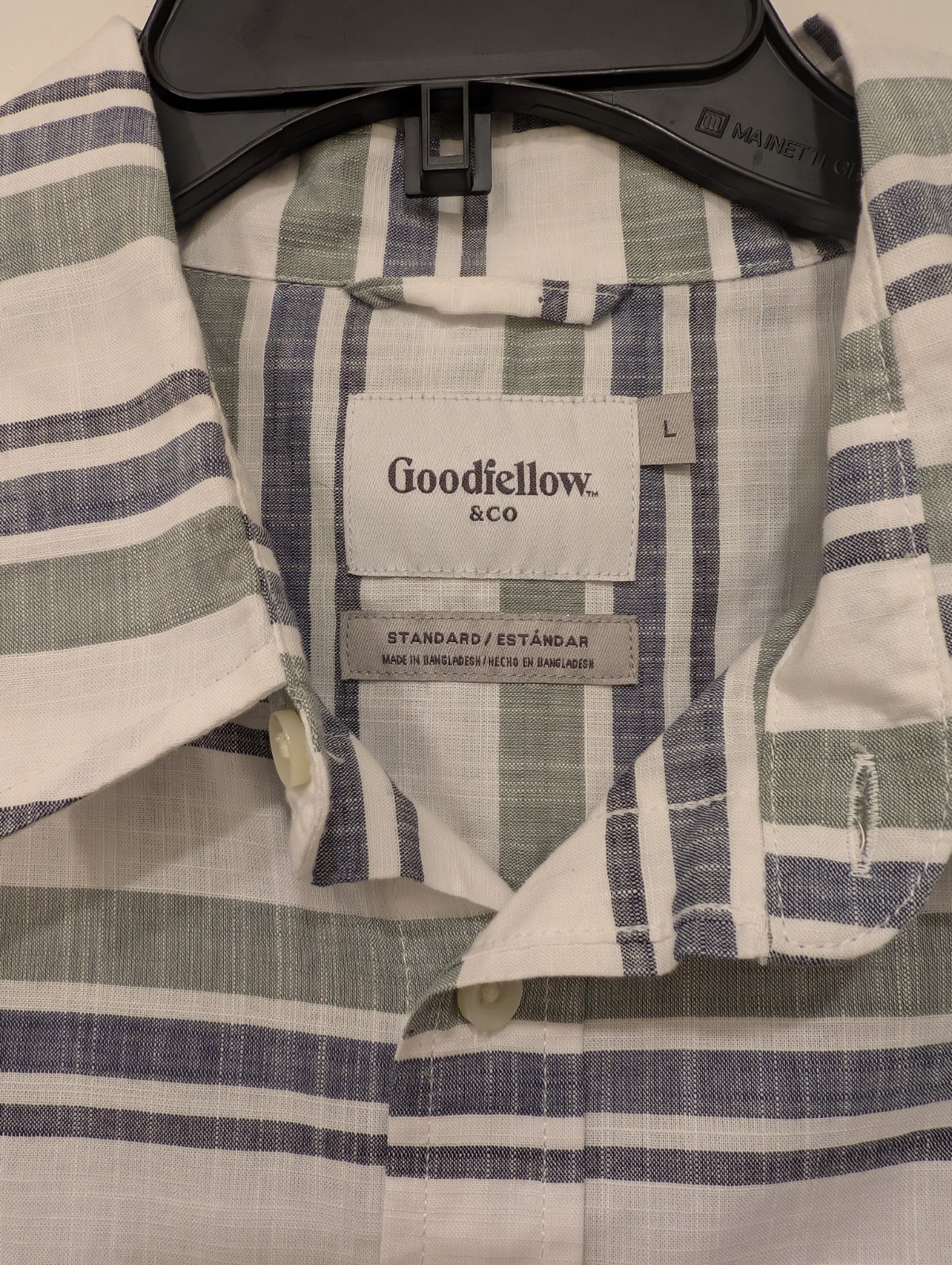 Goodfellow & Co Men’s M Slim White/Blue Striped Short Sleeve Cotton Button-Up