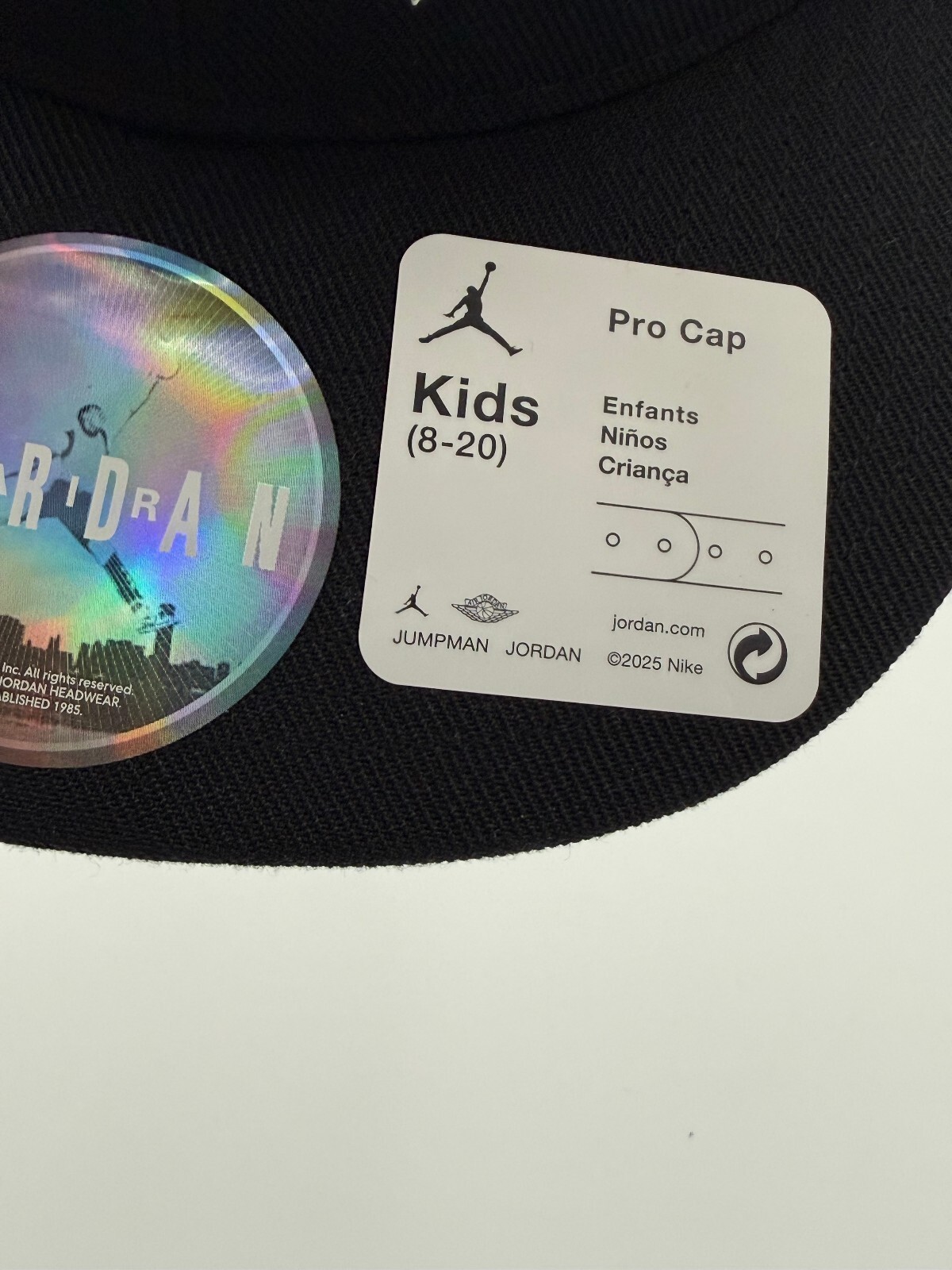Jordan Jumpman Kids Pro Snapback Hat Black White Adjustable 8-20 NWT