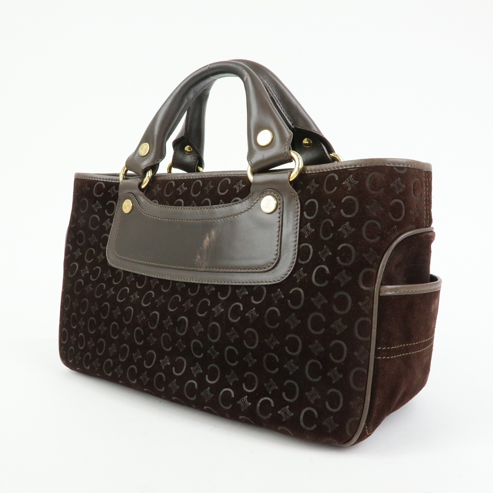 CELINE C Macadam Suede Leather Boogie Bag Hand Bag Brown Authentic Used F/S