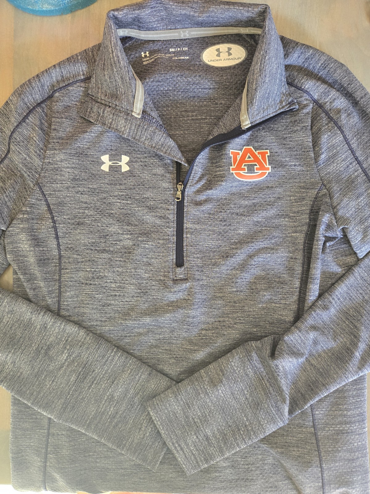 Under Armour Quarter Zip Womens S Long Sleeve Auburn University Heather Blue EUC