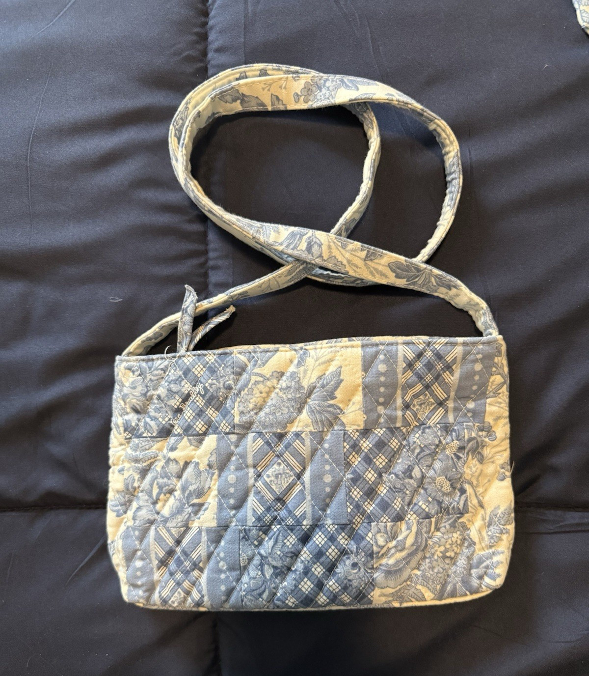 Vera Bradley Blue Floral Rectangle Crossbody Bag Cross-Body Strap