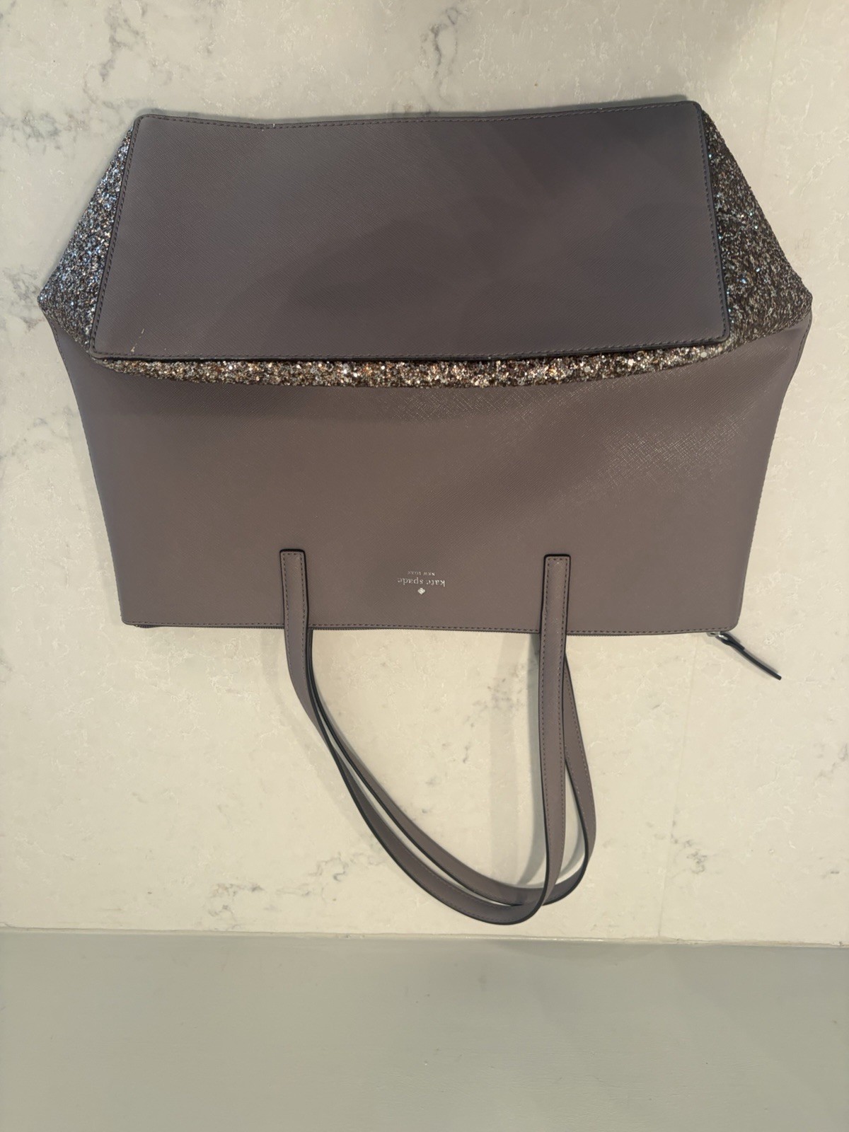 Kate Spade Greta Court Glitter Penny Tote Cityscape Grey