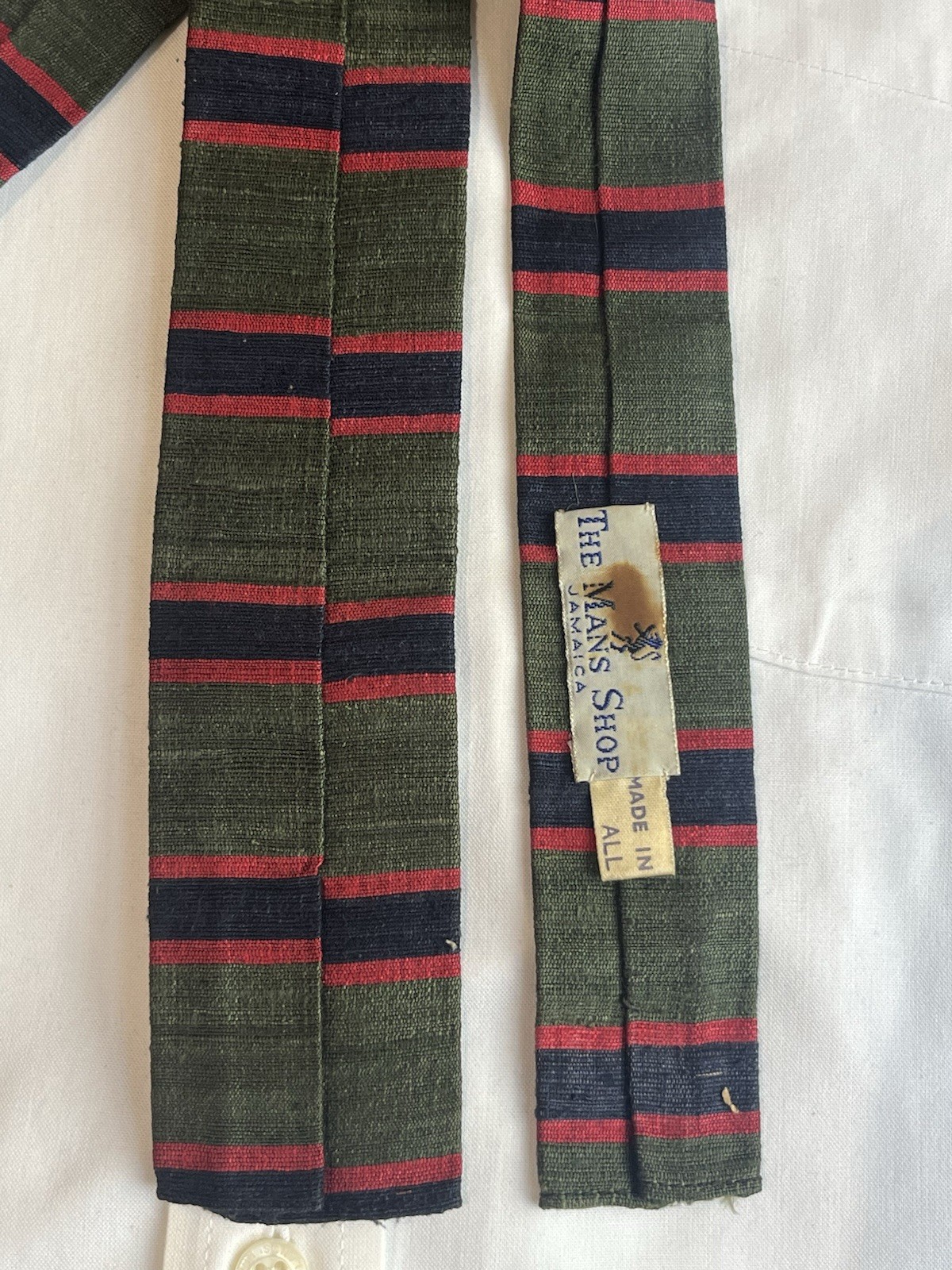 Vintage 1960s Skinny Tie Mod Striped Silk Made in England Man’s Shop Jamaica 1.7