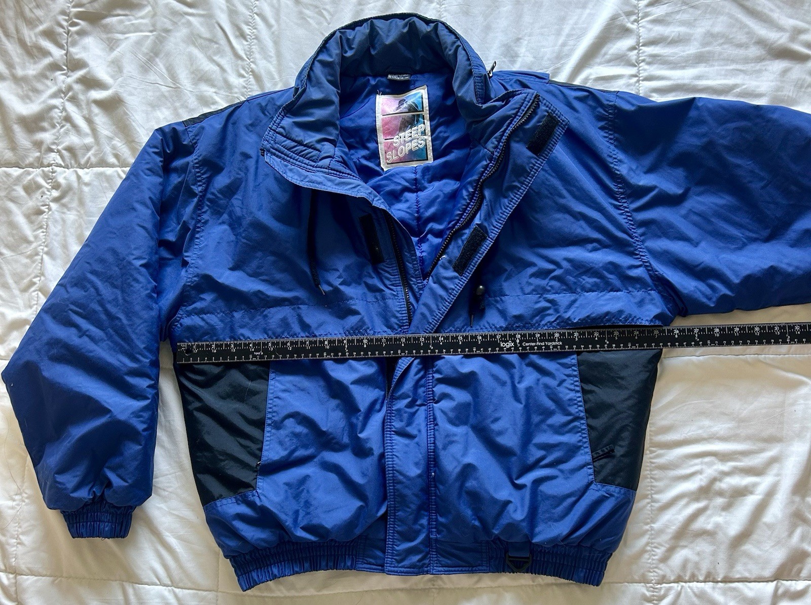 VTG 90’s Steep Slopes Men’s Colorblock Blu/Blk Ski Jacket Full Zip Puffer
