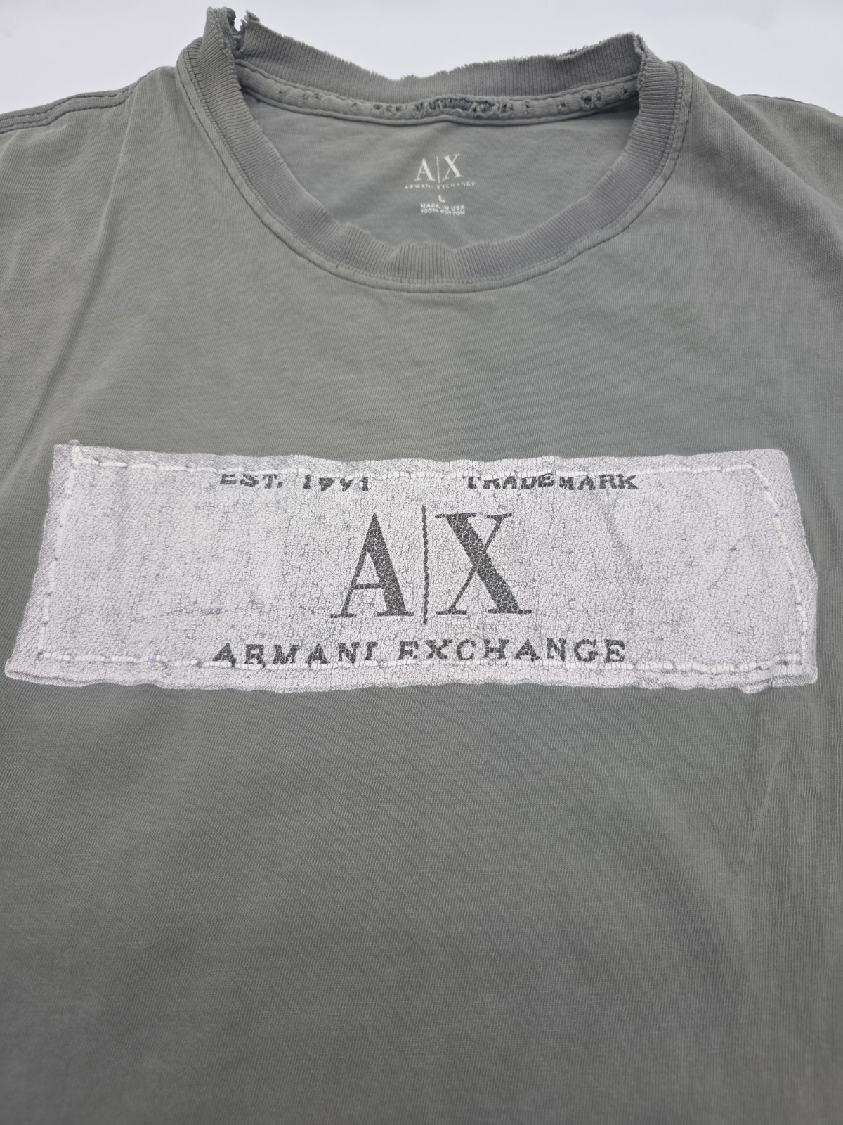 Armani Exchange T-Shirt Men Large Gray Graphic Tee.#47142