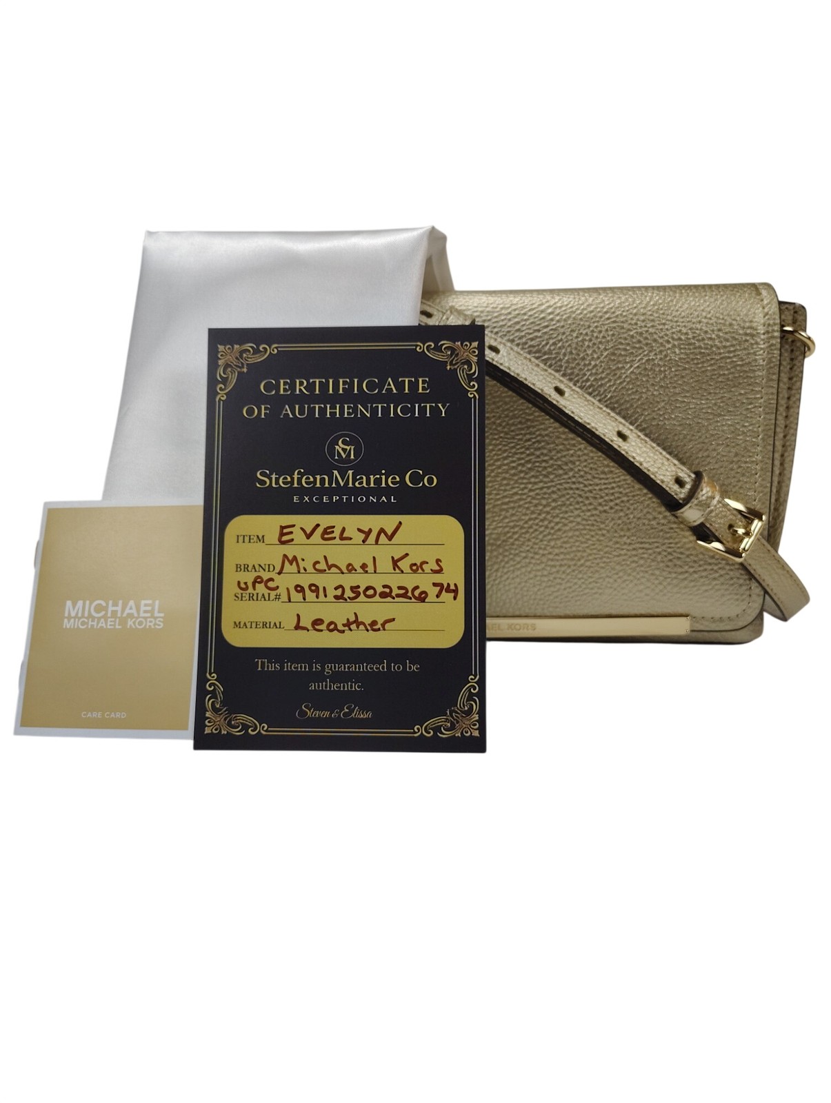 Michael Kors Evelyn Medium Flap Crossbody B Pale Gold – NWT