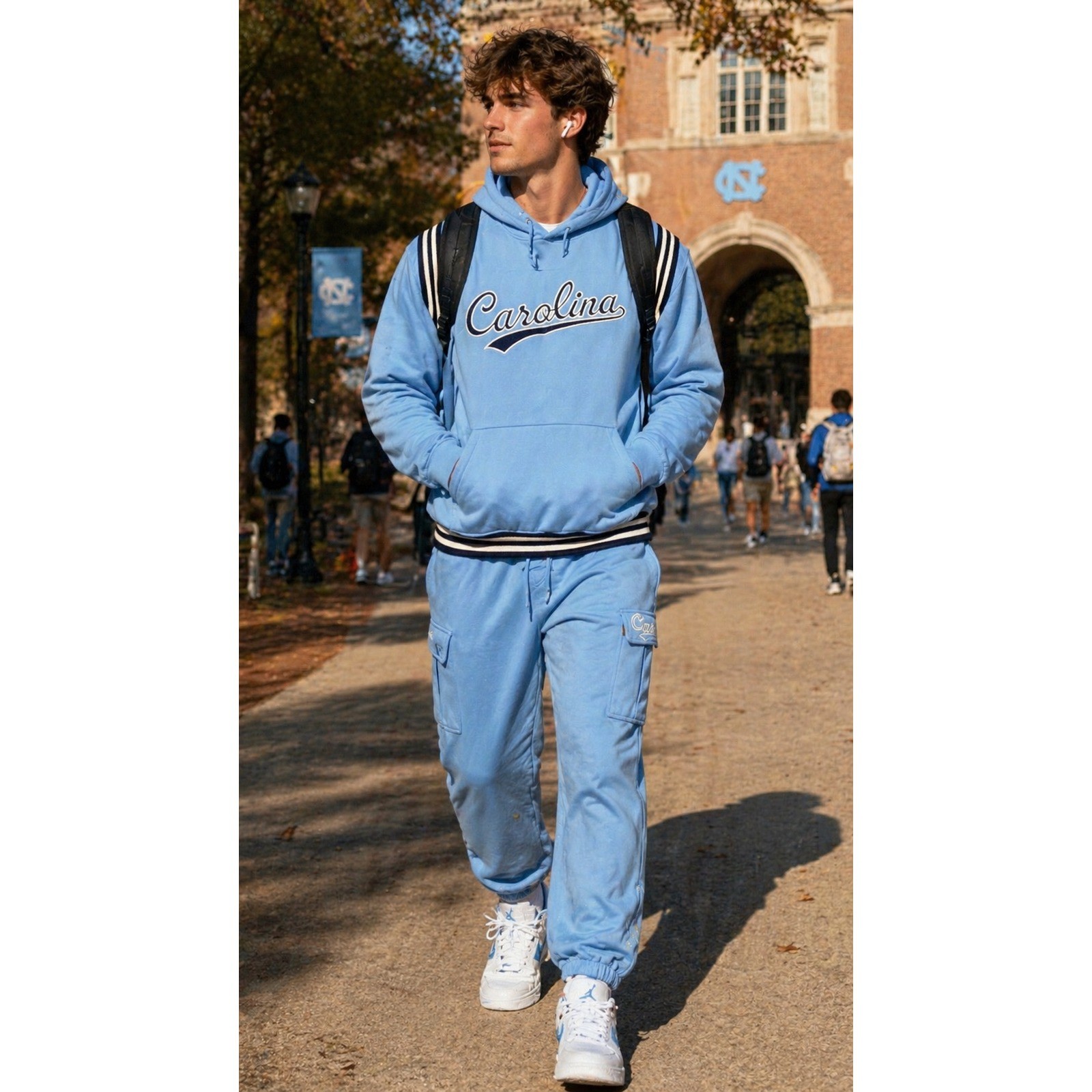 Renegade North Carolina Blue Hoodie and Cargo Jogger Tracksuit Set Mens XL bb20