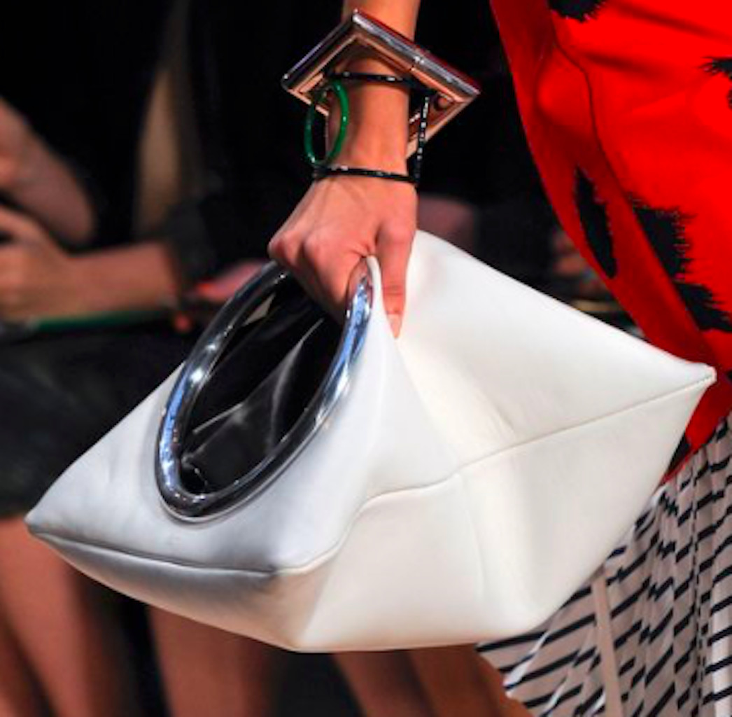 CELINE “eyelet” clutch RARE!! runway bag white black leather purse foldover zip