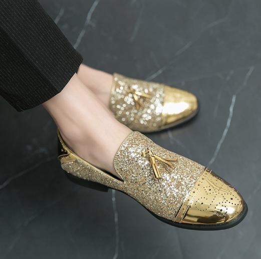 Loafers Mens Color Matching Fringe Slip On Pointy Toe Brogue Shoes Wedding Hot
