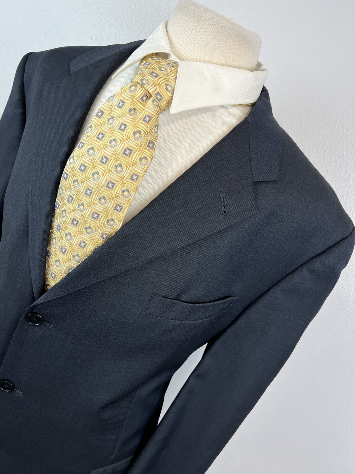 Daniel Cremieux Men’s Navy Nailhead Loro Piana Wool Sport Coat Blazer Size 46 L