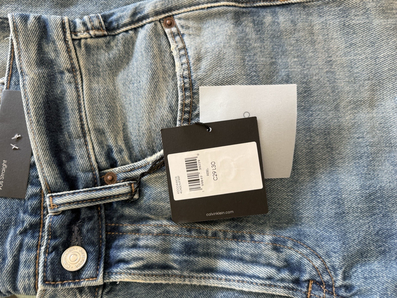 Jung Kook CKJK Calvin Klein Men’s Light Wash Blue Straight Fit Jeans 29×30