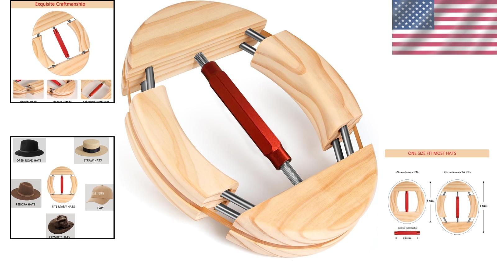 Hat Stretcher for Fitted Cowboy Hats Stretchers for Men 4 Way Expander Exten…