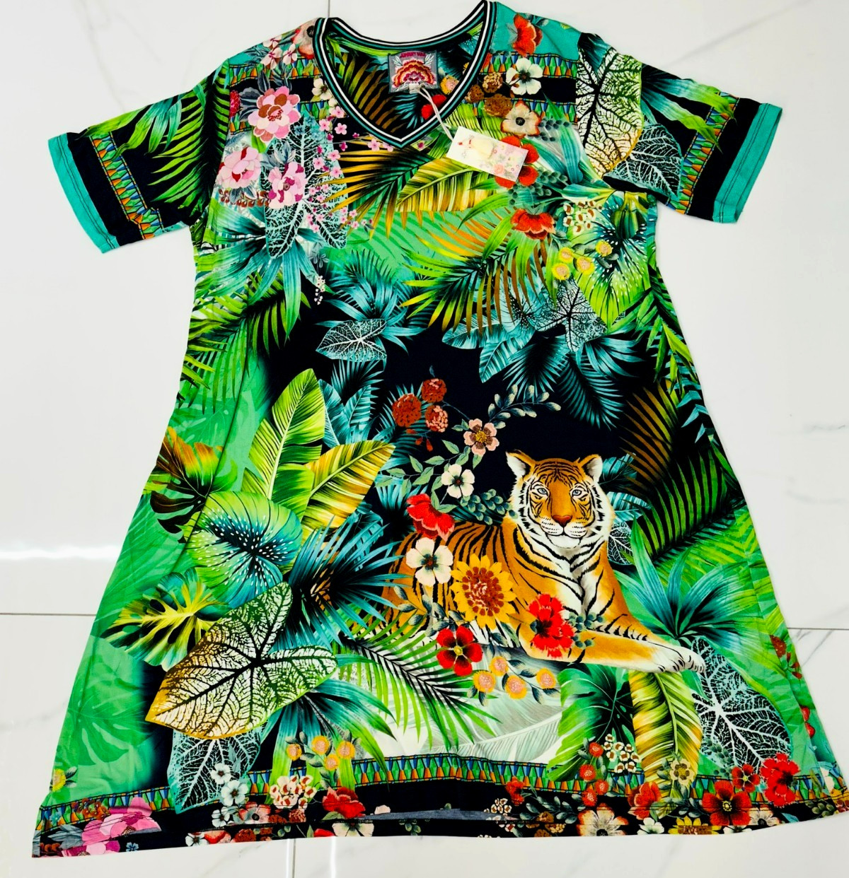 NEW Johnny Was Dress Short Sleeve Tiger Colorful YOUR CHOICE: 2XL or XS