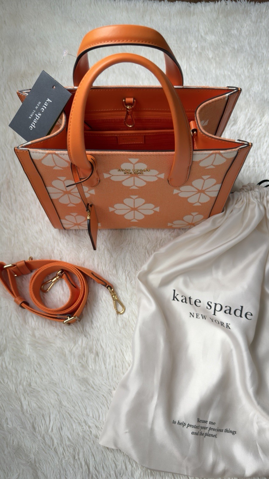 kate spade new york Manhattan Floral Small Orange Top Handle Zip Satchel Bag