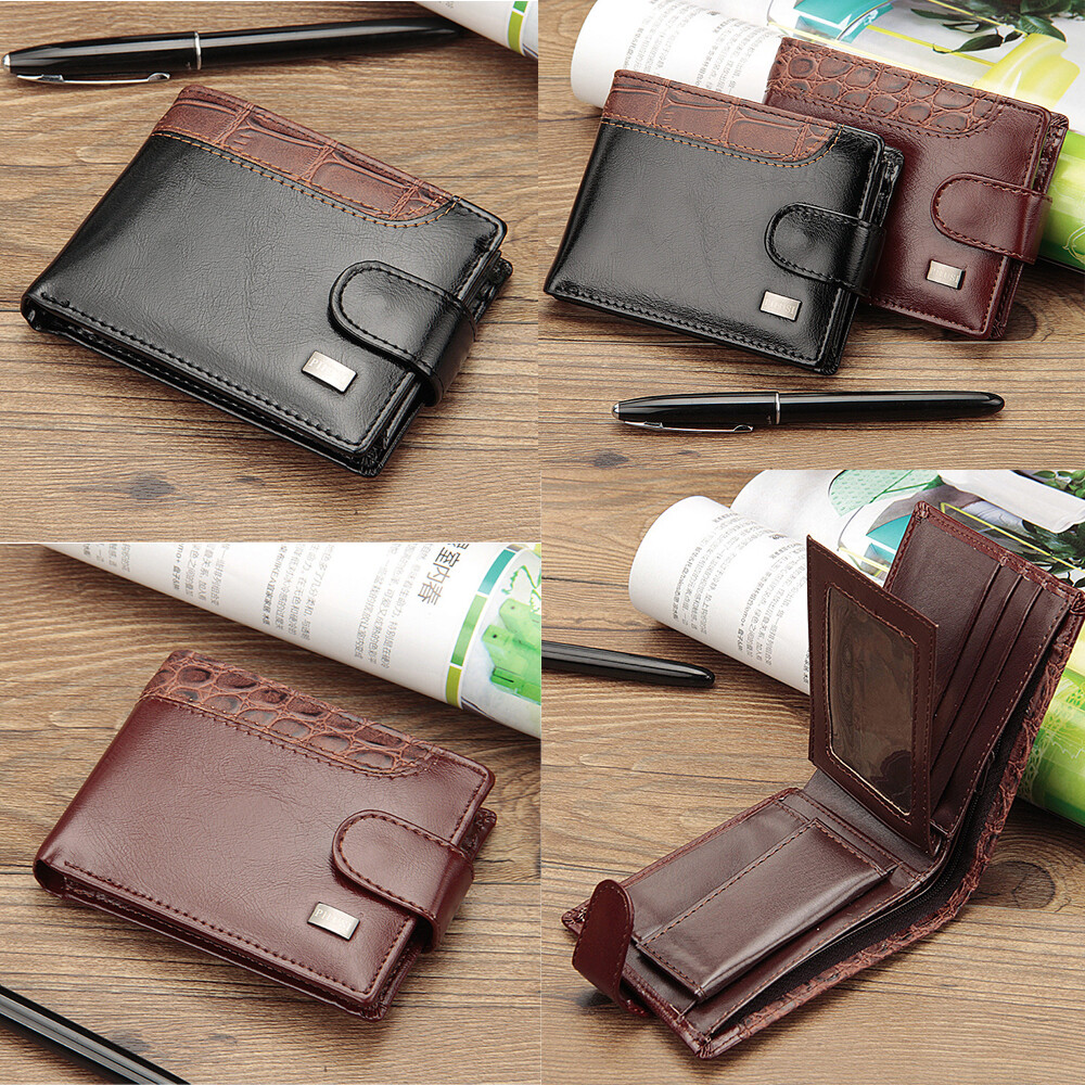 US Men’s Leather Wallet Bifold ID Credit Card Holder Money Coin Purse With Hasp