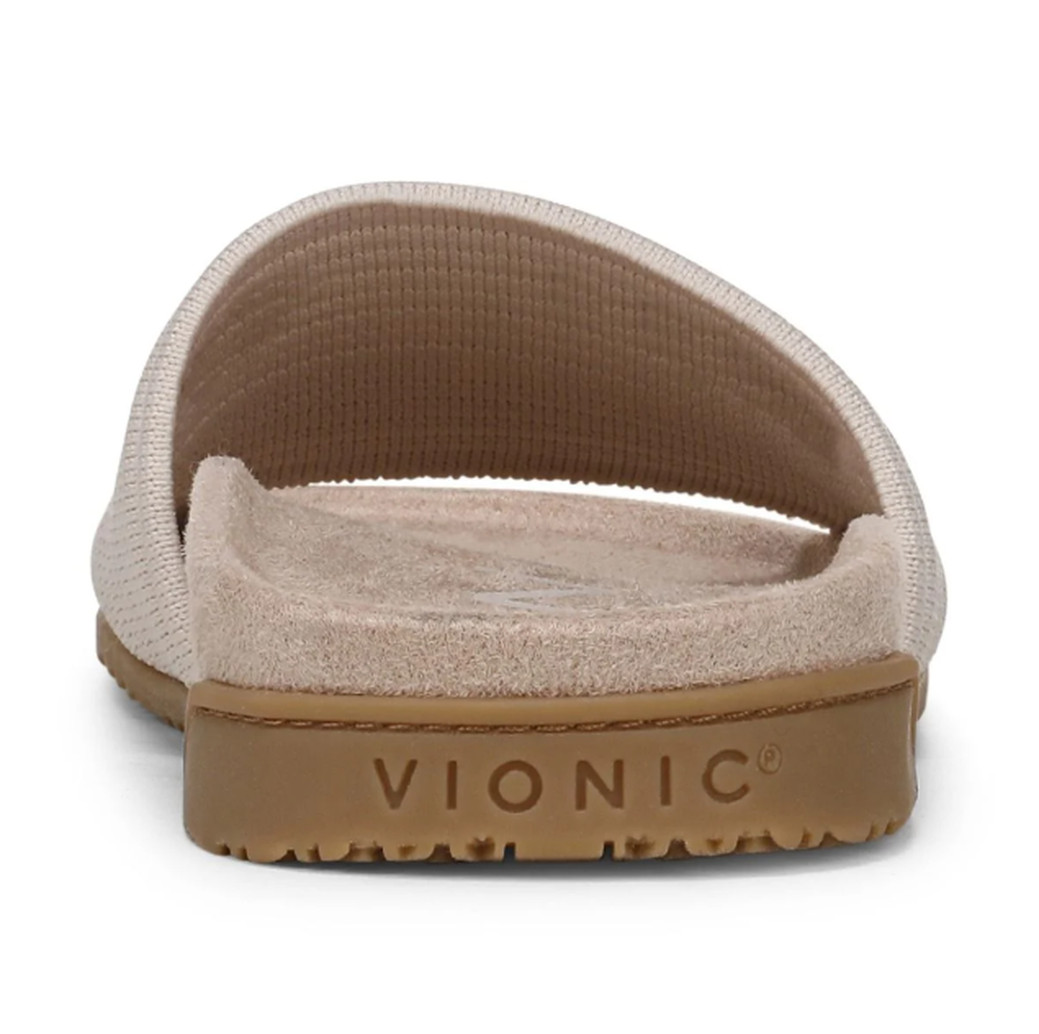 Vionic Evie Knit Slide Sandals Women’s Cream Orthotic Comfort Slip On