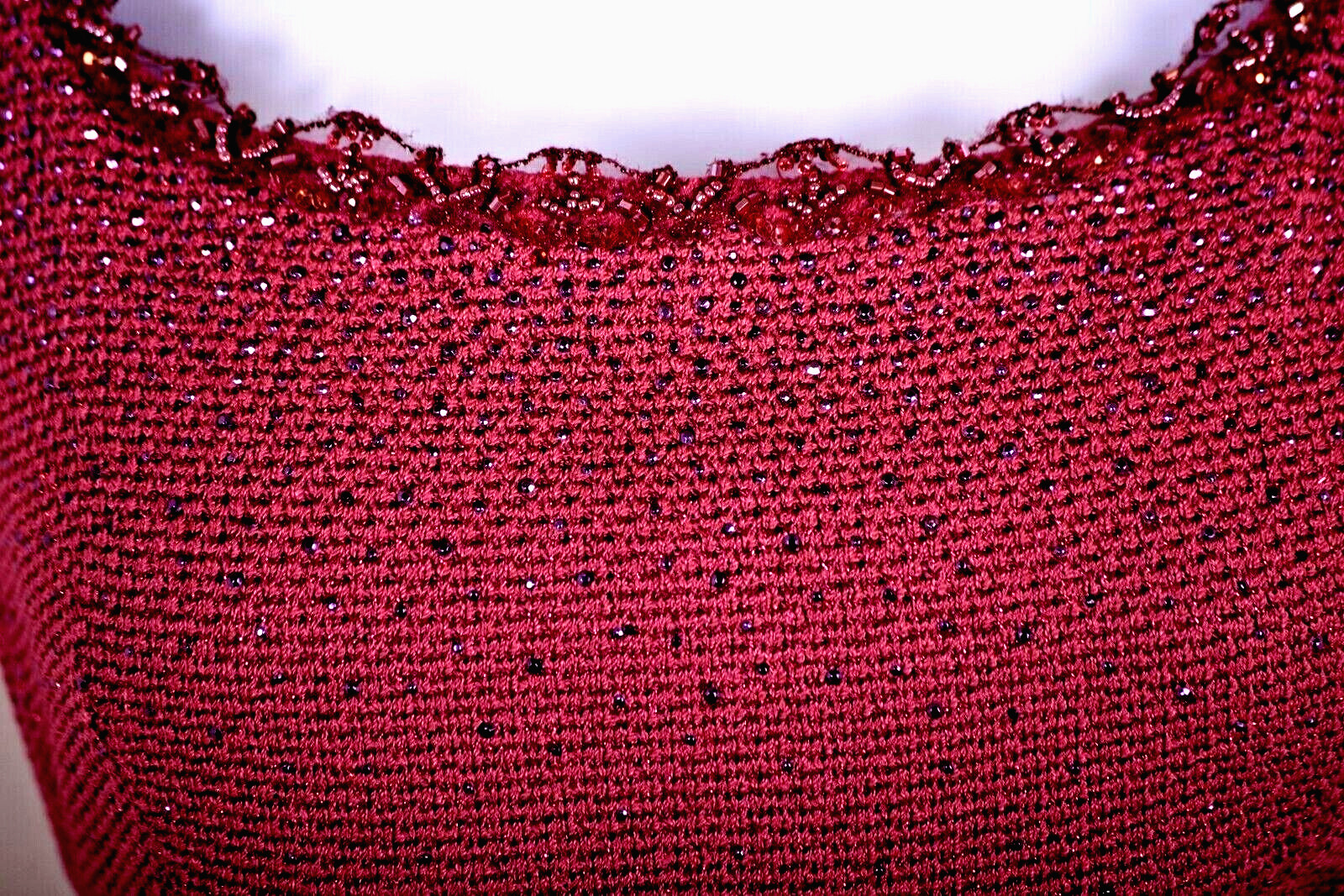 ST JOHN Womens Knit Tweed Pink Studs Crystal Beads Trim Shimmer Dress Sz 6