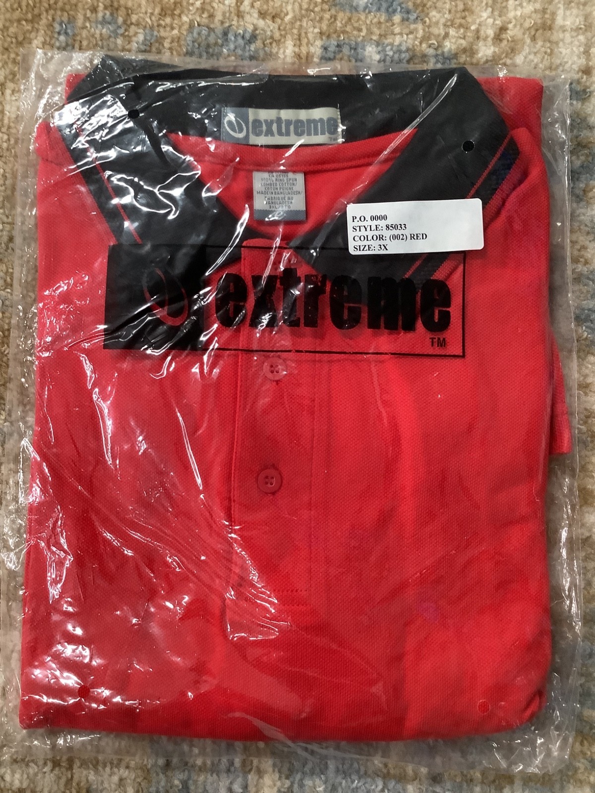 Extreme 3XL Polo Shirt Red New in Package Red with Black trim