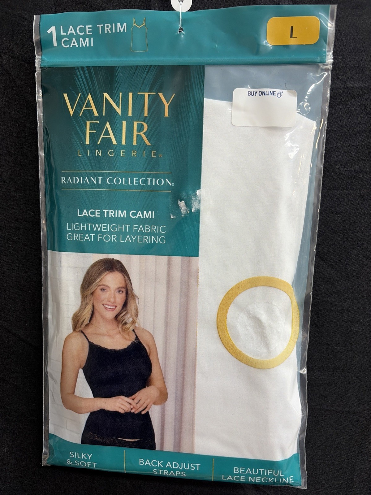 Vanity Fair Lace Trim Camisole – Size L – Radiant Collection