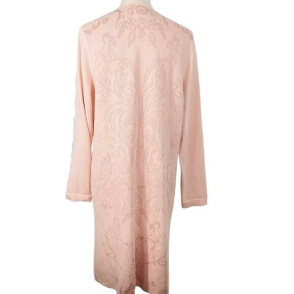 Chico’s NEW Long Boho Tonal Jacquard Cardigan Size 3/XL Peach