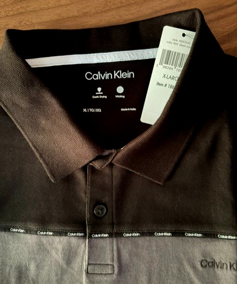 Calvin Kline XL Black.White/Grey Classic Fit Polo 3 button