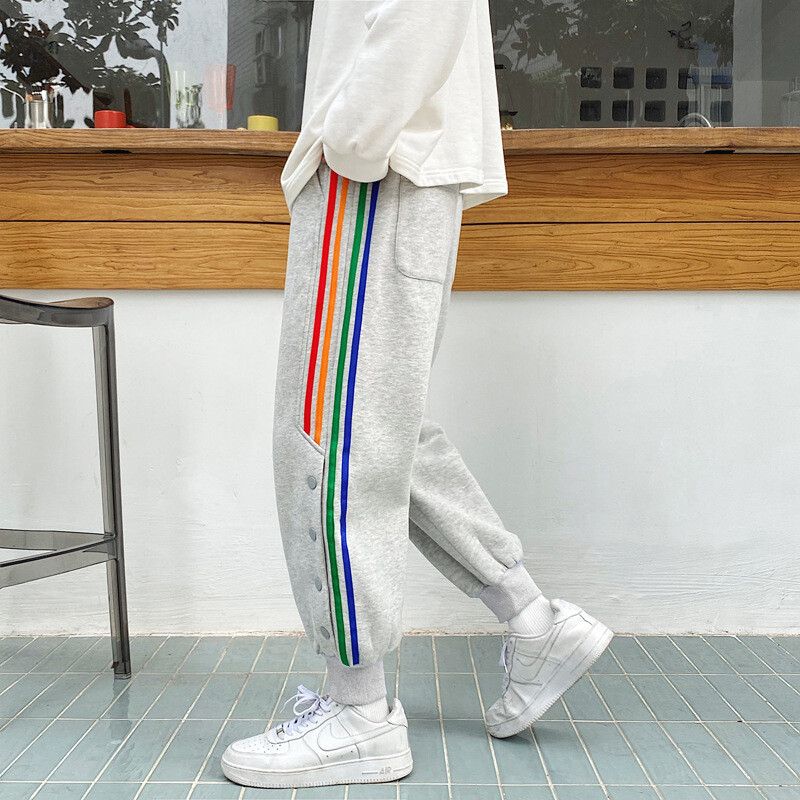 Man Casual Joggers Cargo Pants Sweatpants Trousers Streetwear Color Embroidery