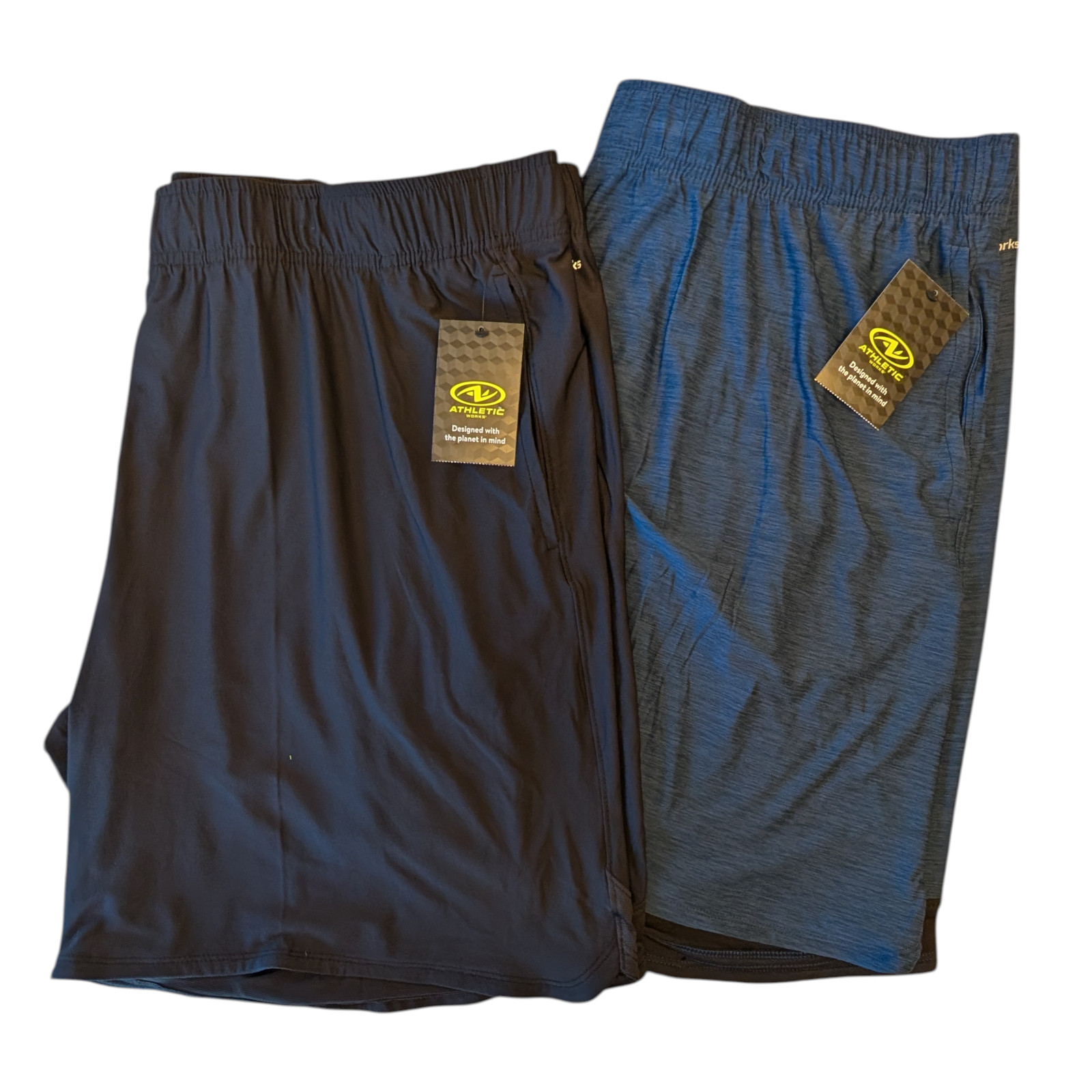 Jersey Comfort Shorts Men’s 2XL (44-46) Elastic Waist Front Pockets Black & Blue