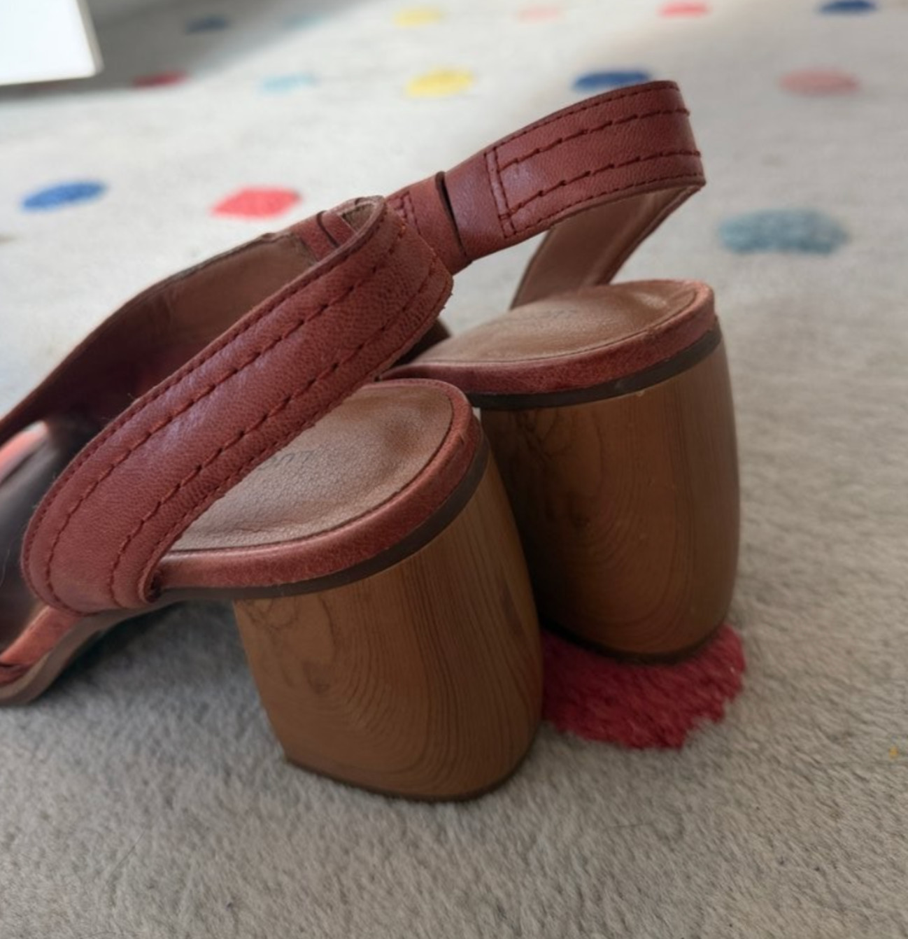 Lucky Brand Terracotta Leather Slingback Open Toe Block Heel Women’s Fits 9