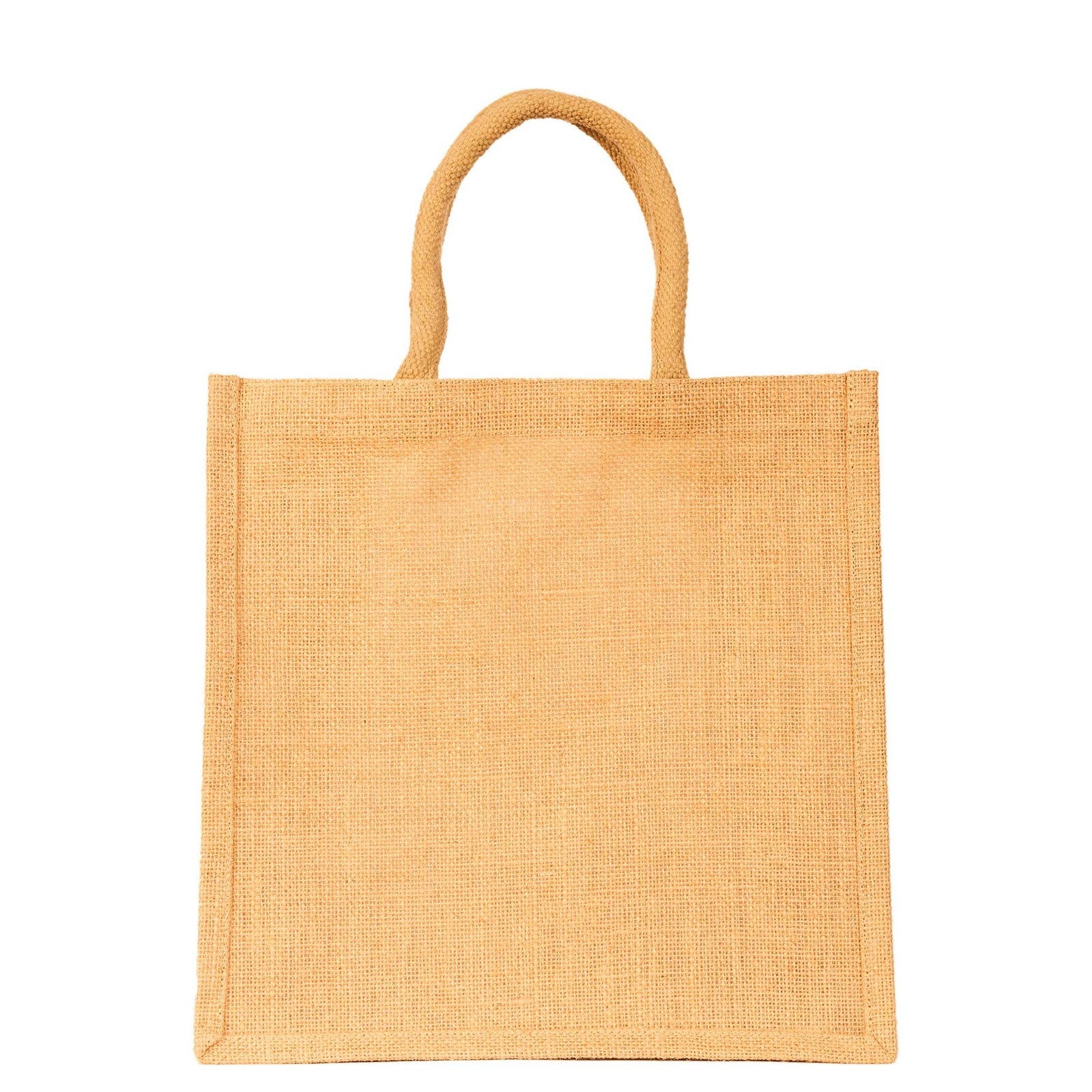 JUCOBEE Jute Reusable Shopping Tote Bags 12″H x 12″L x 8″W – Set of 12