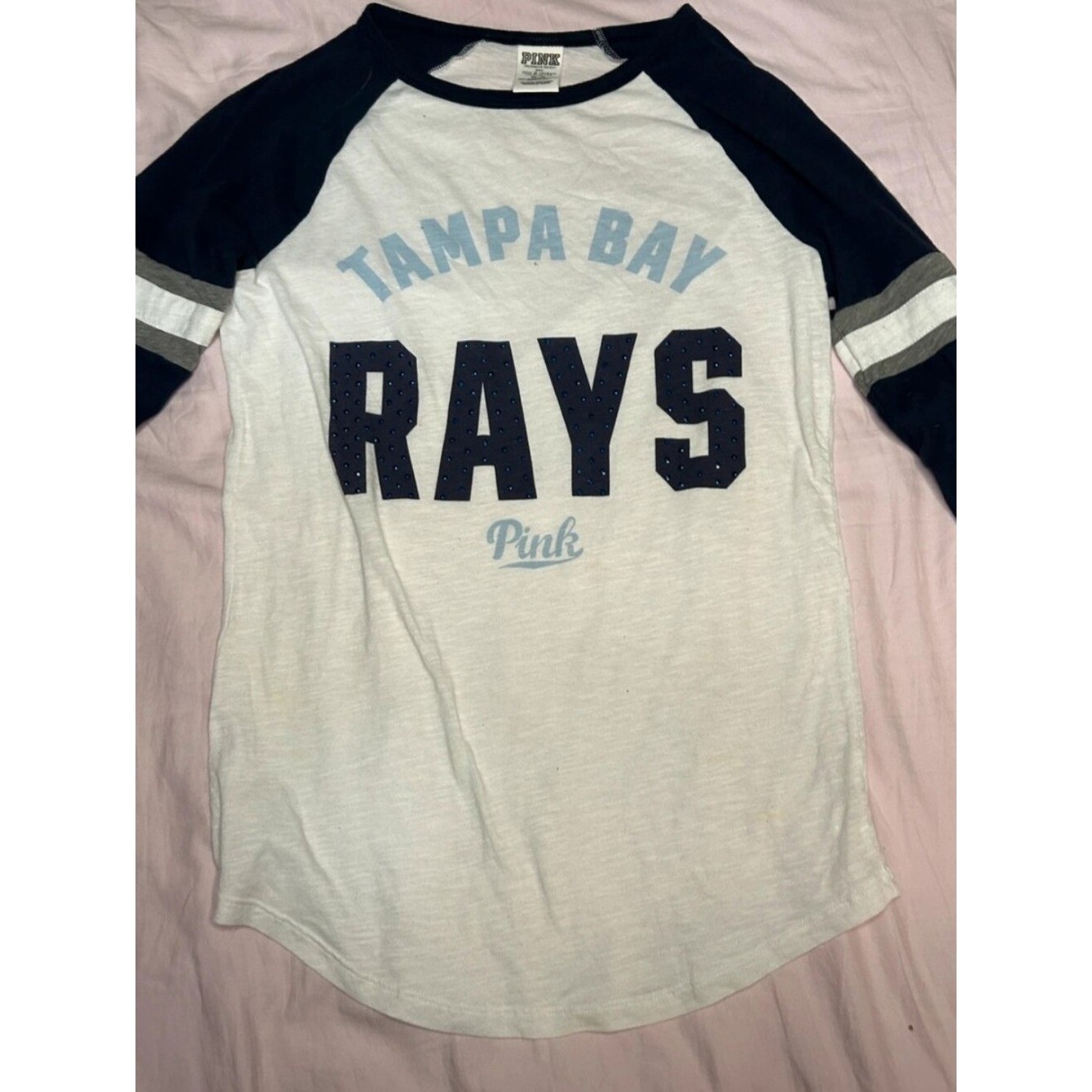 PINK VS Tampa Bay Rays Baseball Tee Bling Graphic Long Sleeve XS