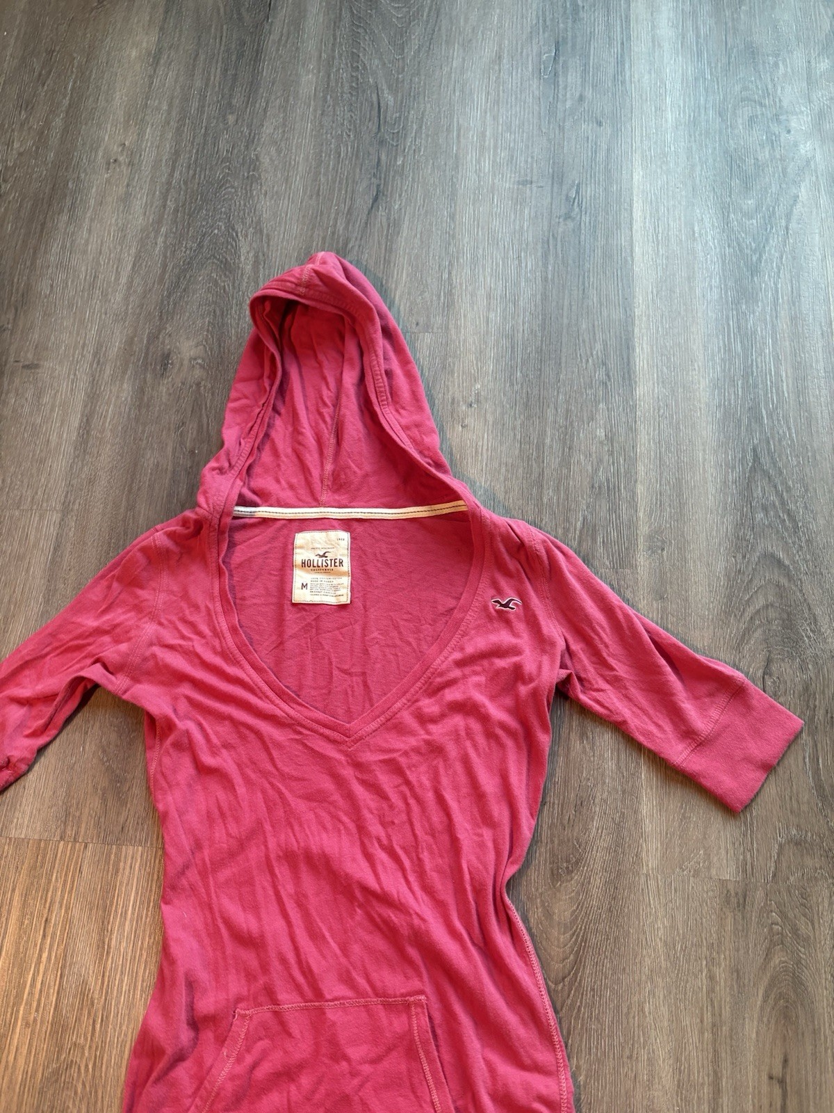 Hollister pink y2k short sleeve with hoodie womens size M