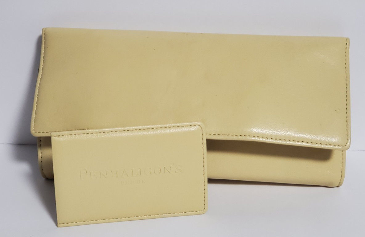 Penhaligon’s Nappa Leather Beige Leather Makeup Brush Holder Travel Pouch