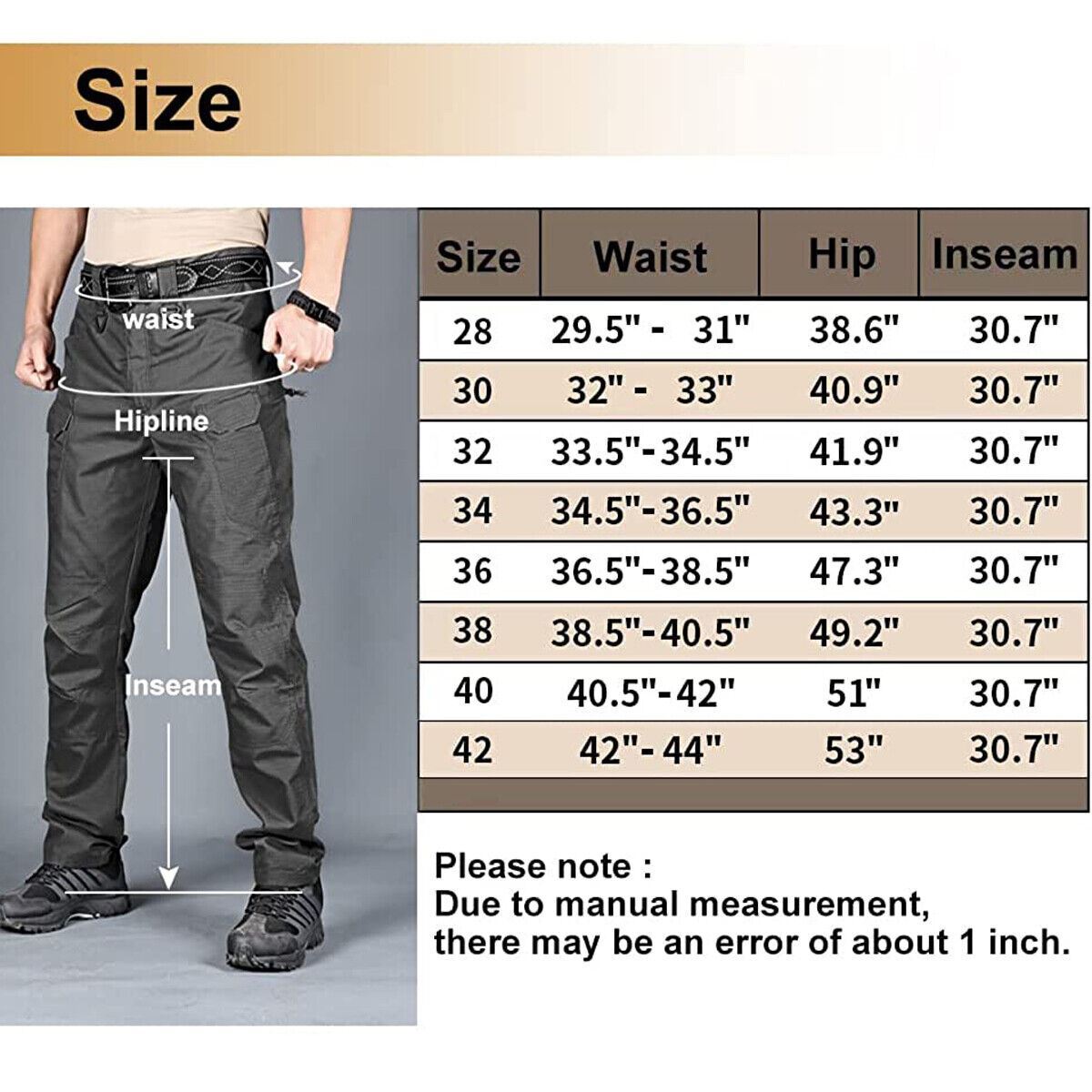 Cargo Trousers Mens Tactical Waterproof Hiking Military Combat Outdoor Pants US
