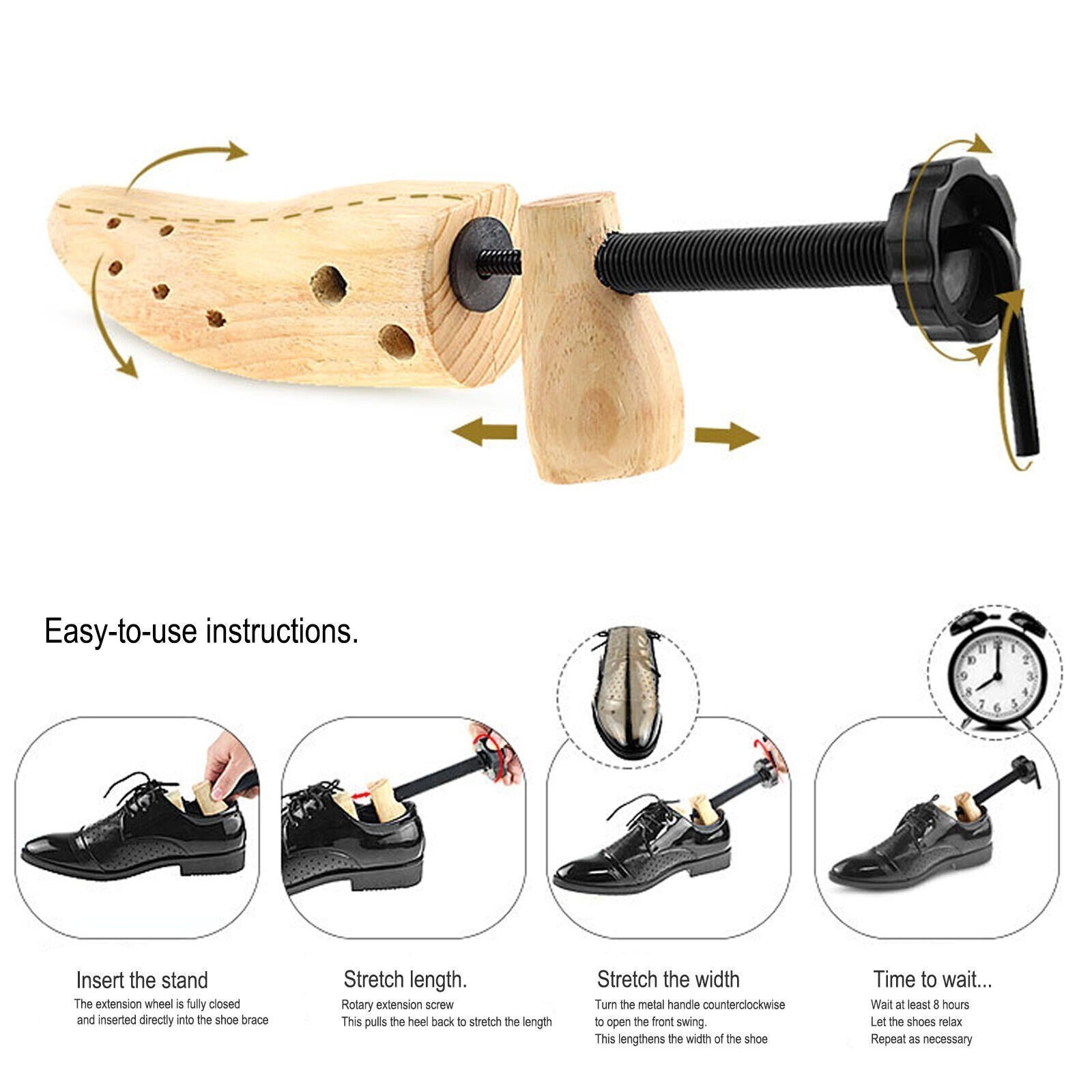 2025 One Pair 2-way Wooden Adjustable Shoe Stretcher for Men Women Size 9-13 New