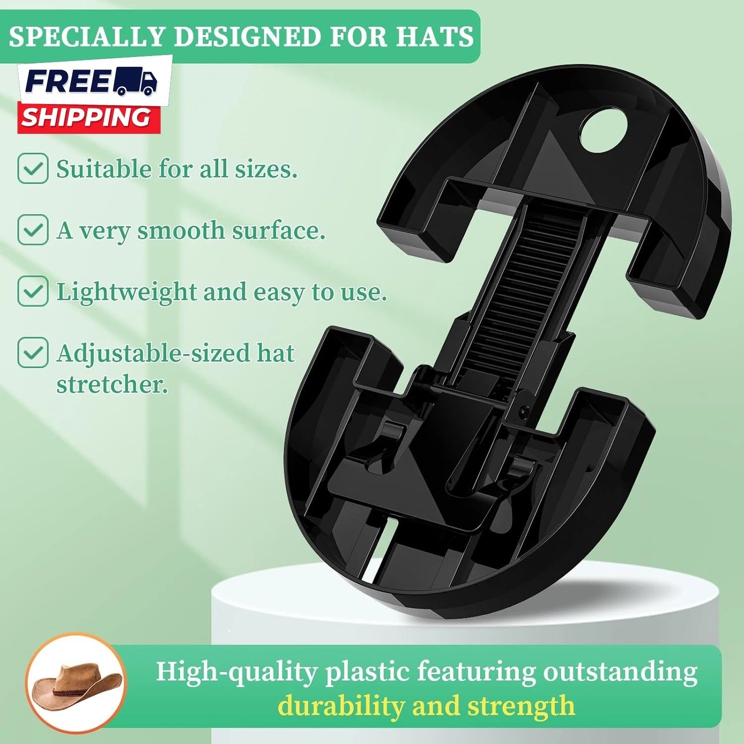 Adjustable Hat Stretcher Reshaper for Cowboy Fedora Baseball Caps Size 7-8 1/2