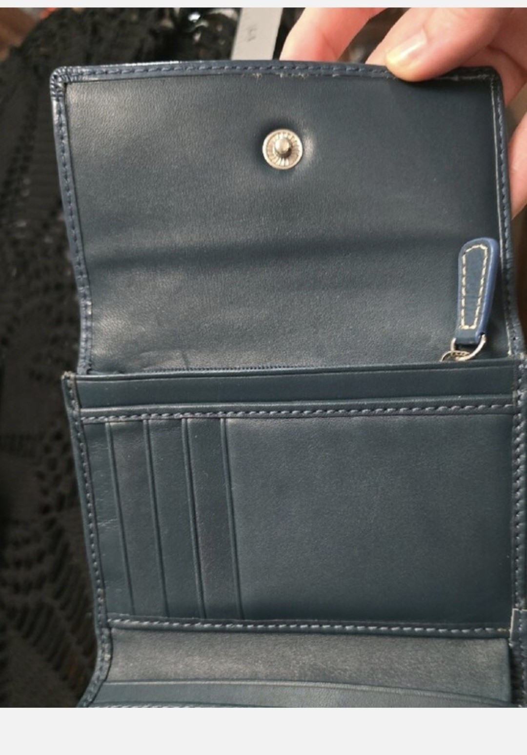EUC Coach Blue Signature Tote Bag with Matching Wallet, Zip & Turn Lock, Pockets