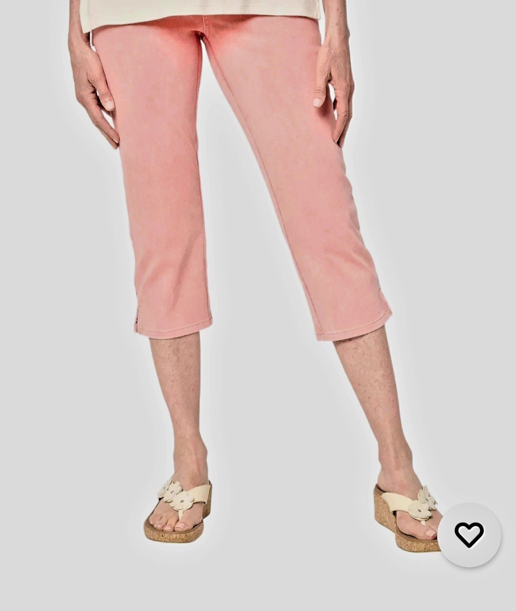 Belle By Kim Gravel Delray Denim Washed Coral Capri Size 0