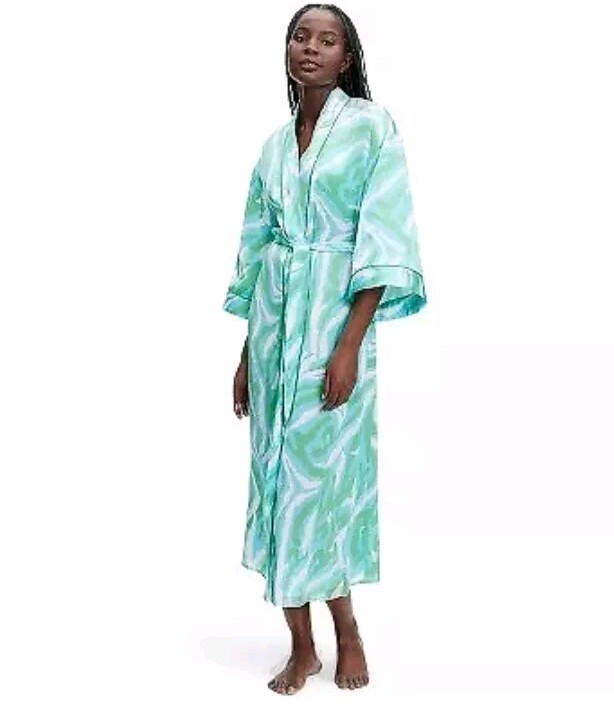 Diane Von Furstenberg‎ Satin Sea Twig Robe Size XXS