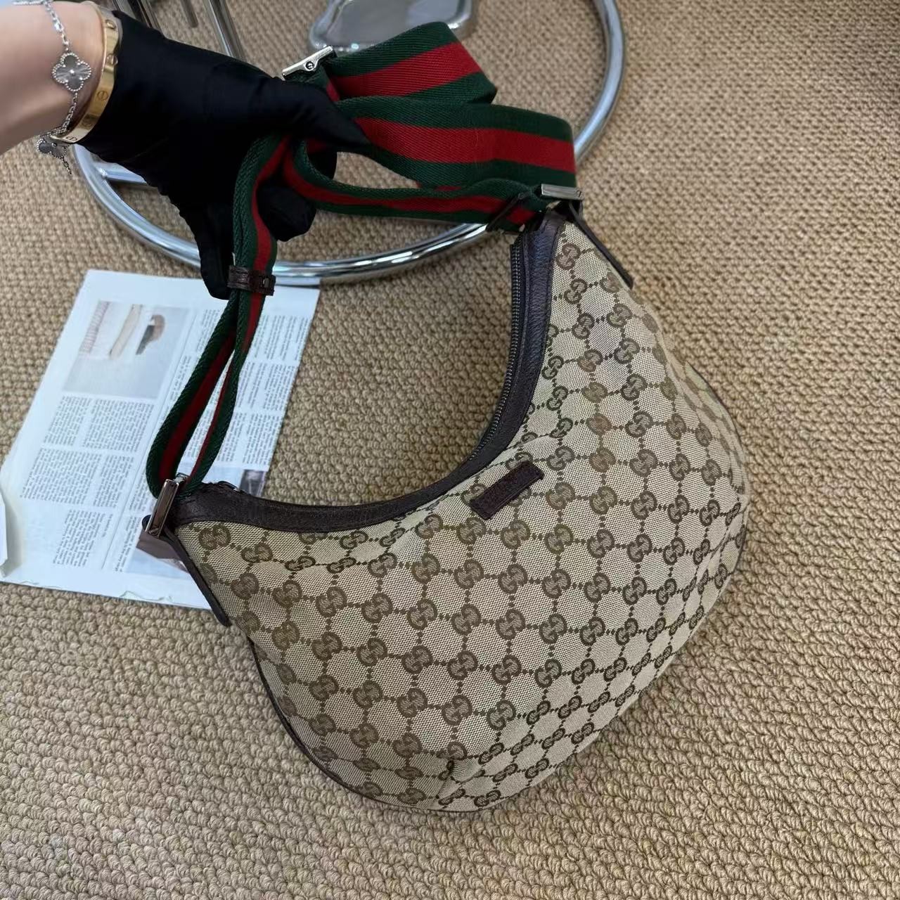 Gucci Half Moon Ophidia Monogram Crossbody GG Canvas