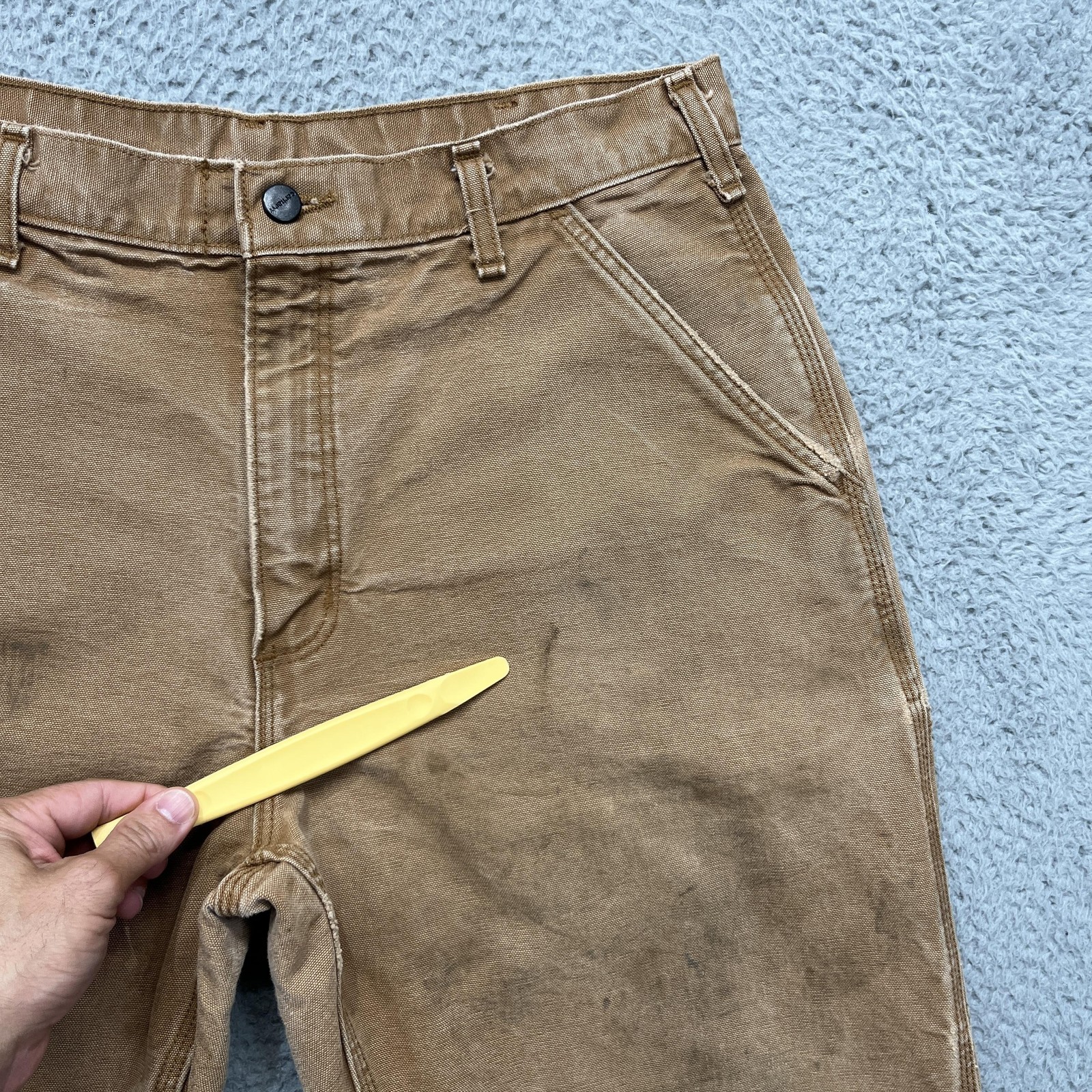 Carhartt FR Dungaree Fit Carpenter Pants Mens 36×30 Brown Canvas FRB229 Work
