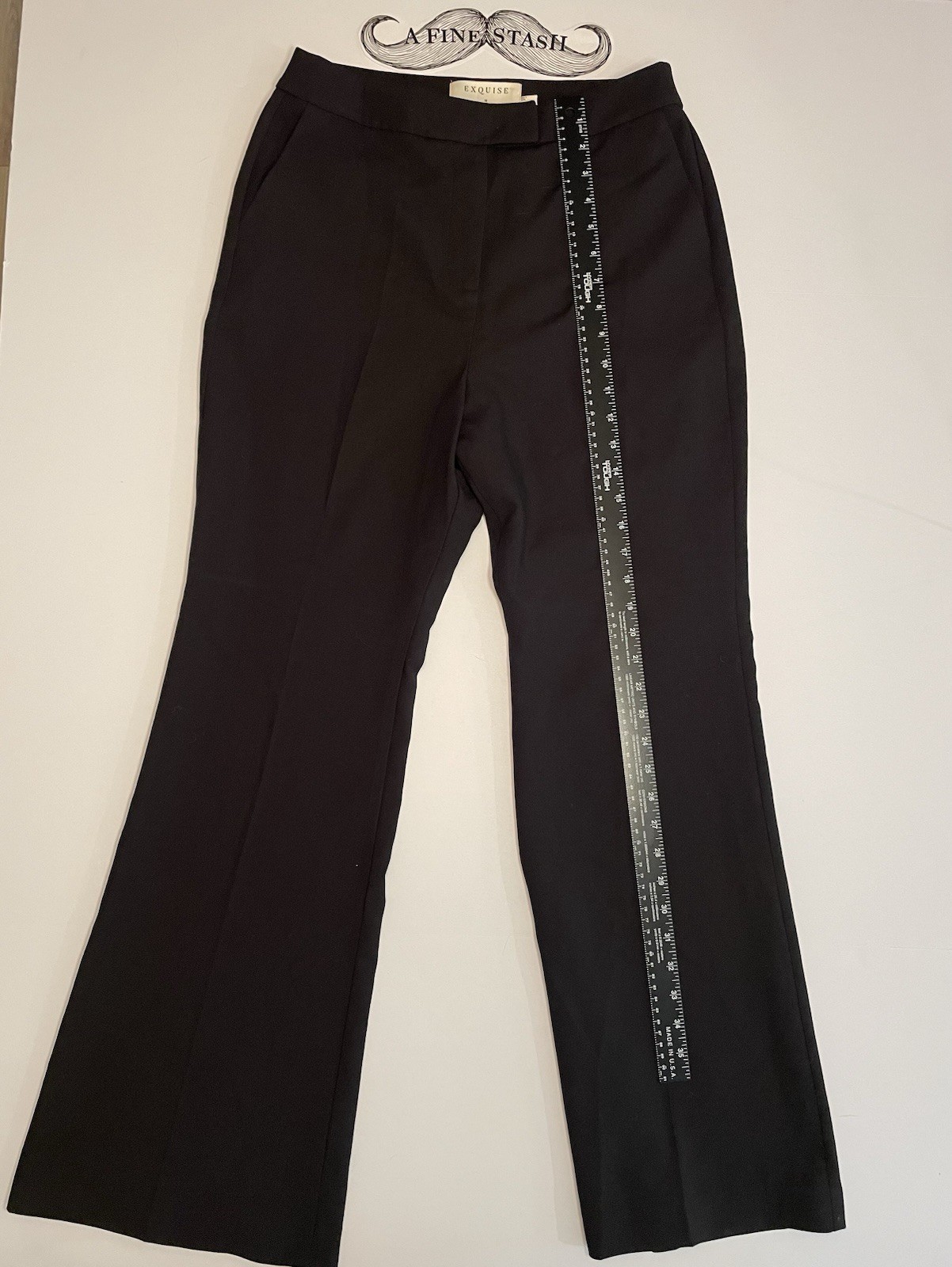 Exquise Elsie Polished Flowing Trousers Size Medium Black