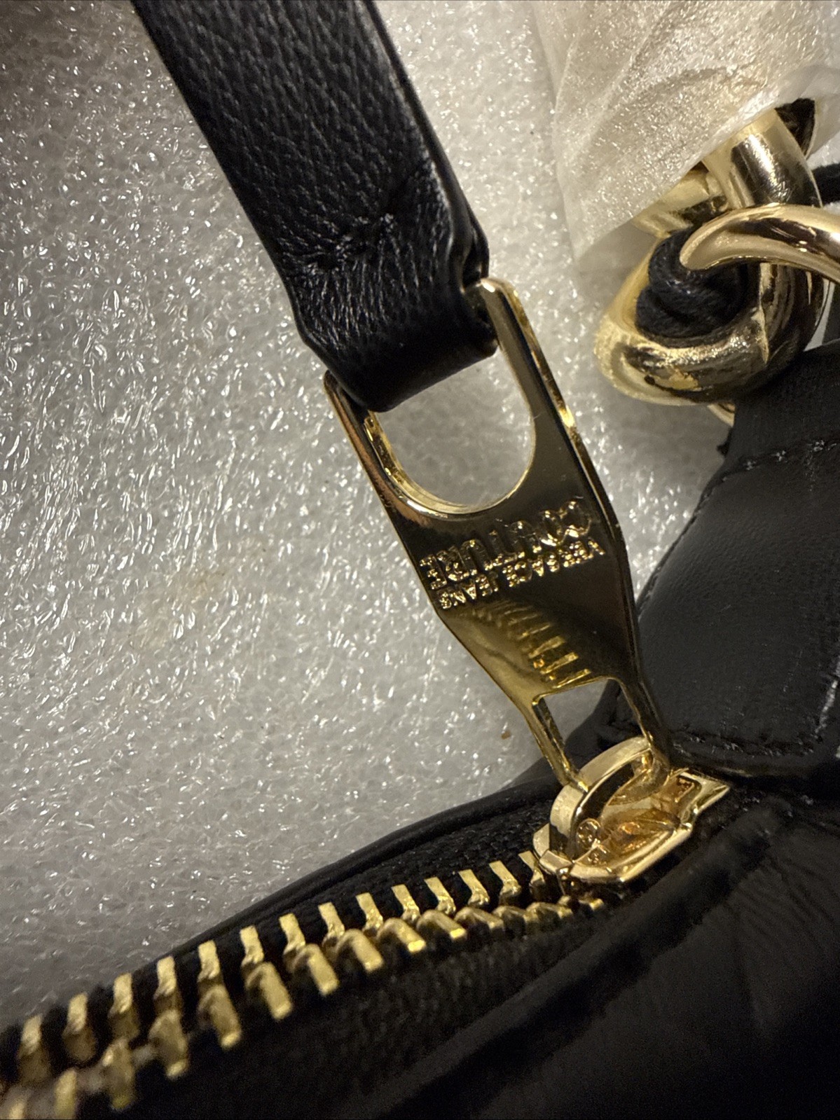 Versace Jeans Couture Shoulder Bag Black W9.1xH6.7″ Gold Chain Strap