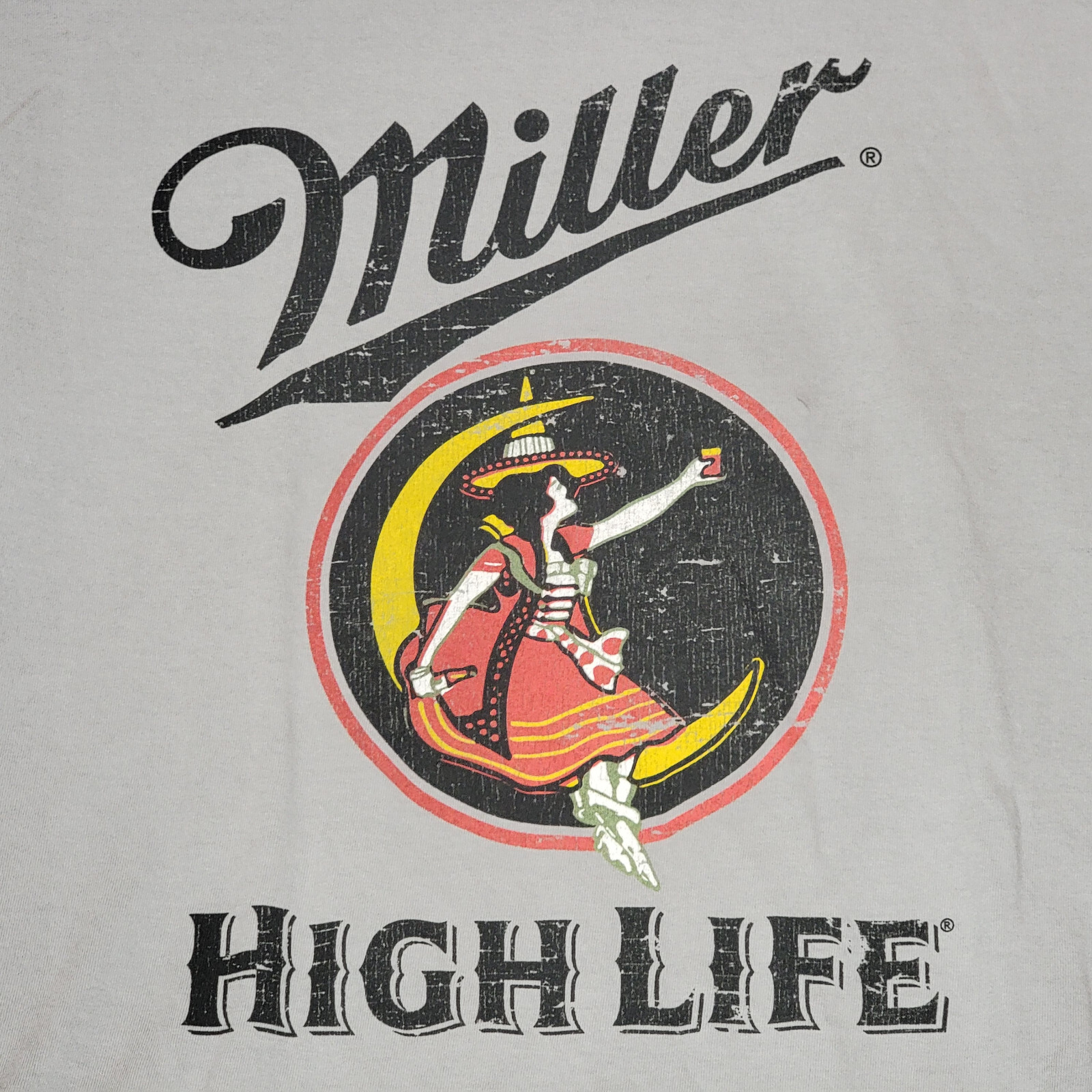 MILLER HIGH LIFE BEER Shirt Mens 2XL XXL GRAY BREW GIRL PULLOVER NWT
