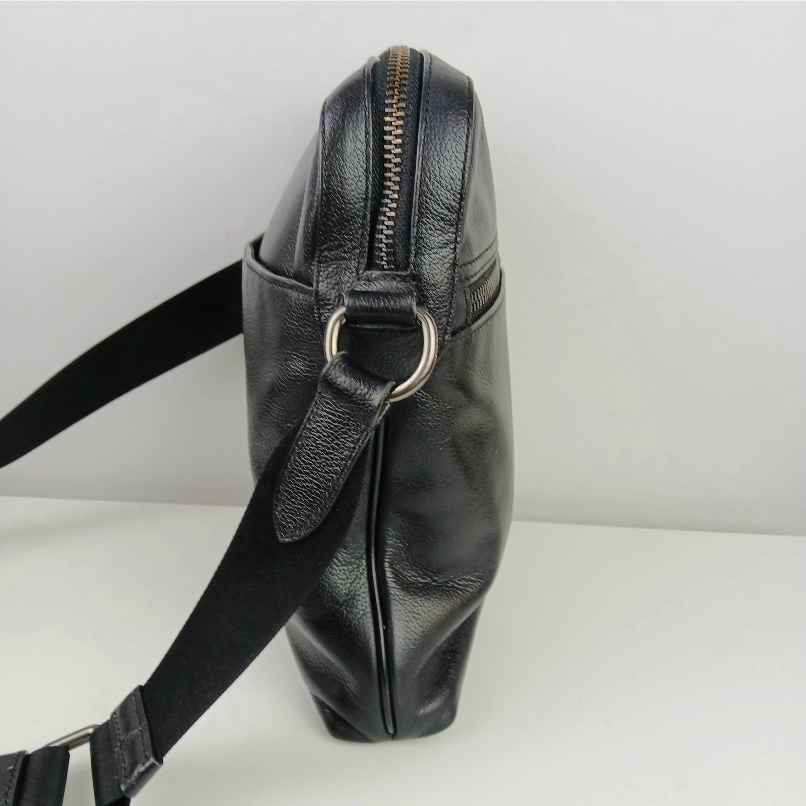 Coach Men’s Houston Flight Bag Crossbody Bag In Pebbled Black Leather