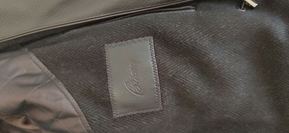 Men Brioni Jacket Brown Leather 42