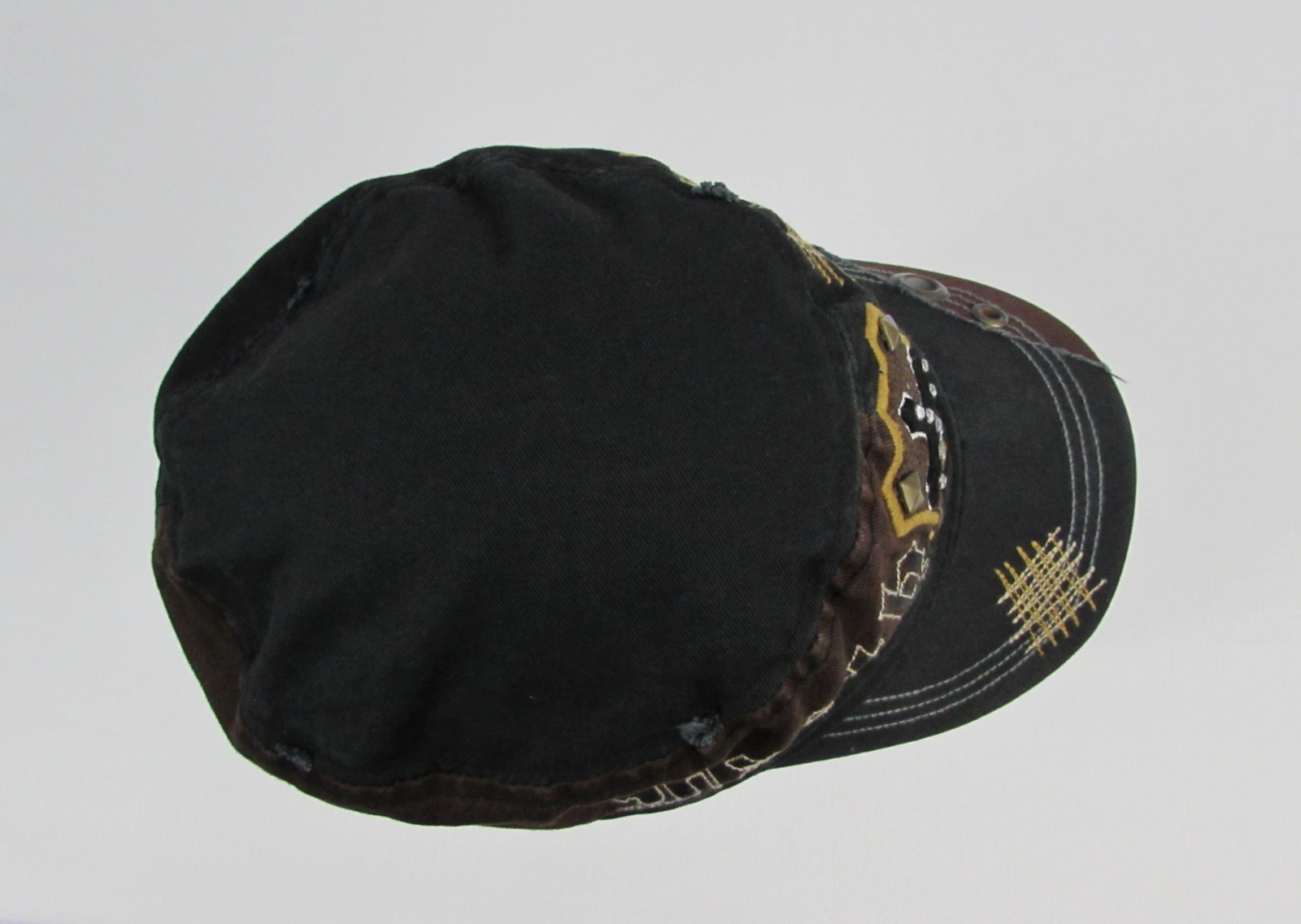 KBETHOS Military Cadet Hat Cap Fitted Womens Brown Faith Cross Distressed