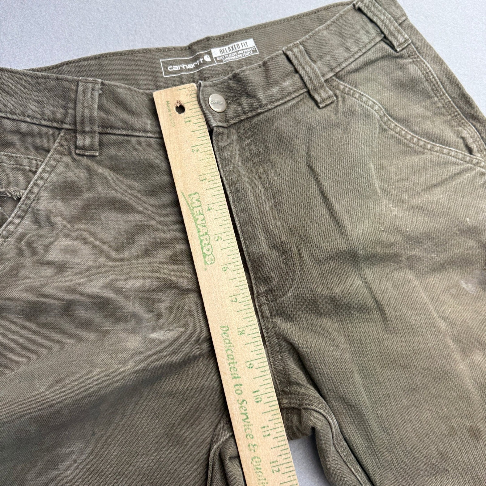 Carhartt Relaxed Fit Carpenter Pants Mens 31×32 Brown Distressed Canvas Workwear