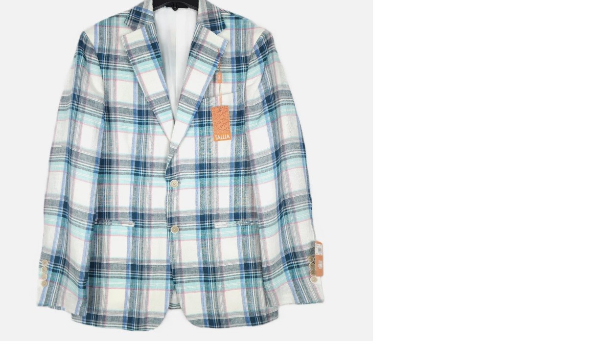 Tallia Men’s Men’s Slim-Fit Multicolor Plaid Blazer (44L, Blue Multi)